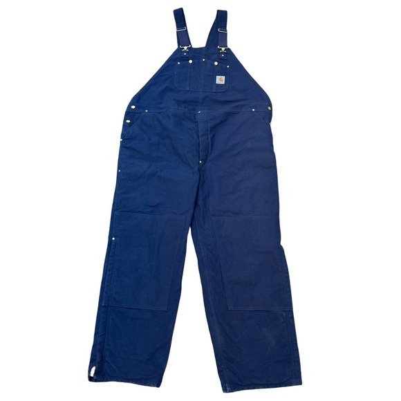 Vintage Carhartt Overalls Men's 52x32 Quilt Lined Double Knee Bib USA Made 2FBQZ - Picture 1 of 16